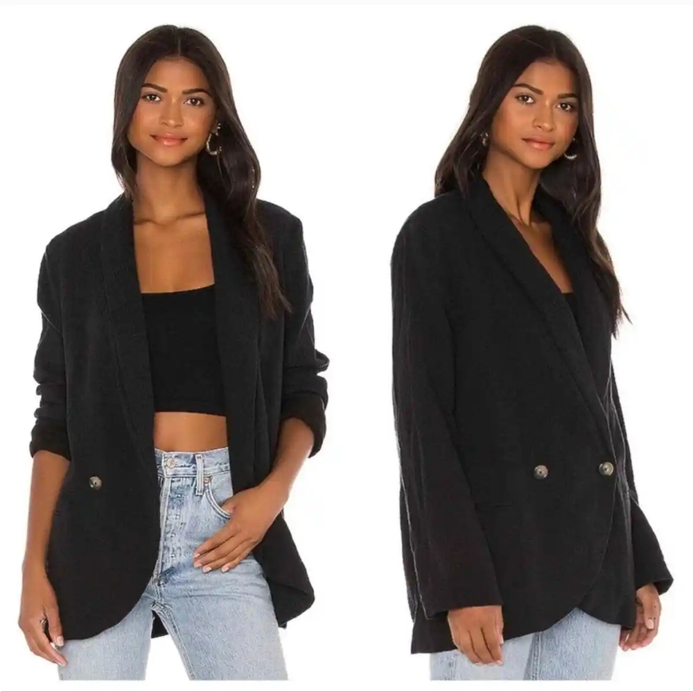 Free People Rowan Oversized Cotton Slub Knit Blazer